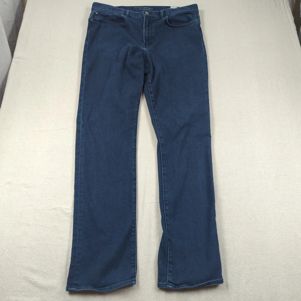 Banana Republic Jeans Mens 38x36 Blue Traveler Slim Fit Casual Stretch